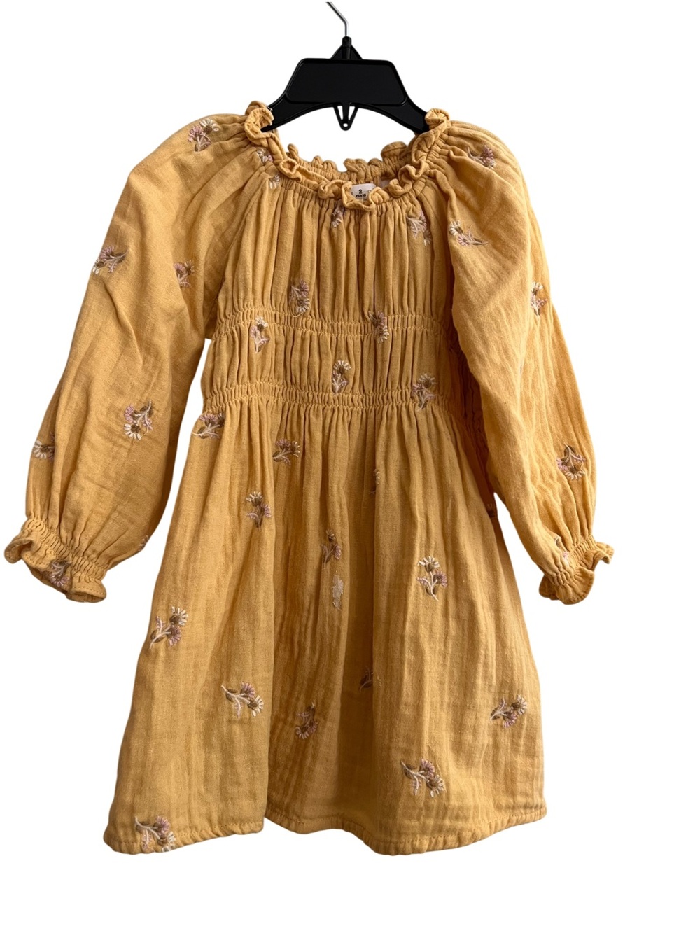 Zara Mustard Yellow Smocked Floral Dress